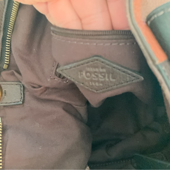 Fossil Brown and Black Soft Leather Satchel Handbag Purse Top Handle 3 Colorway - Picture 12 of 14